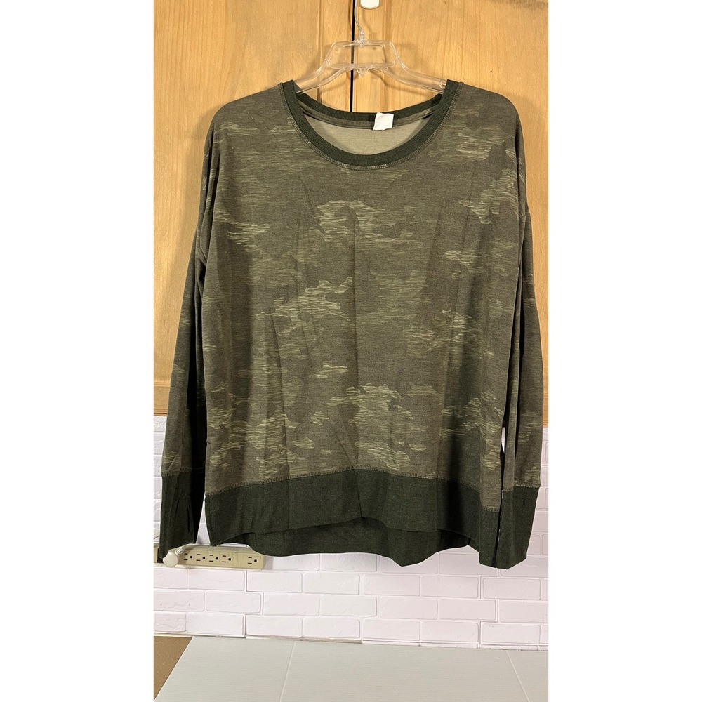 Avia Sweatshirt Womens XL Green Camo Long Sleeve Crew Neck Activewear Top